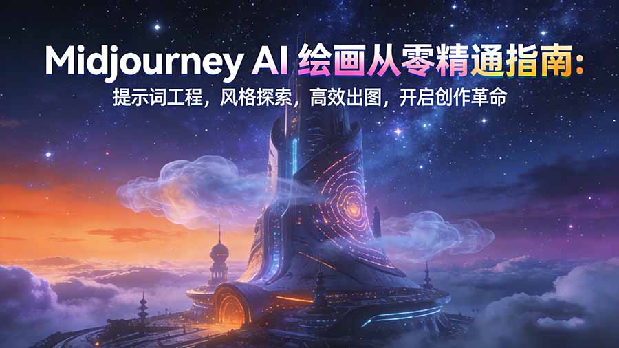 Midjourney AI绘画从零精通指南：提示词工程，风格探索，高效出图，变现实操攻略