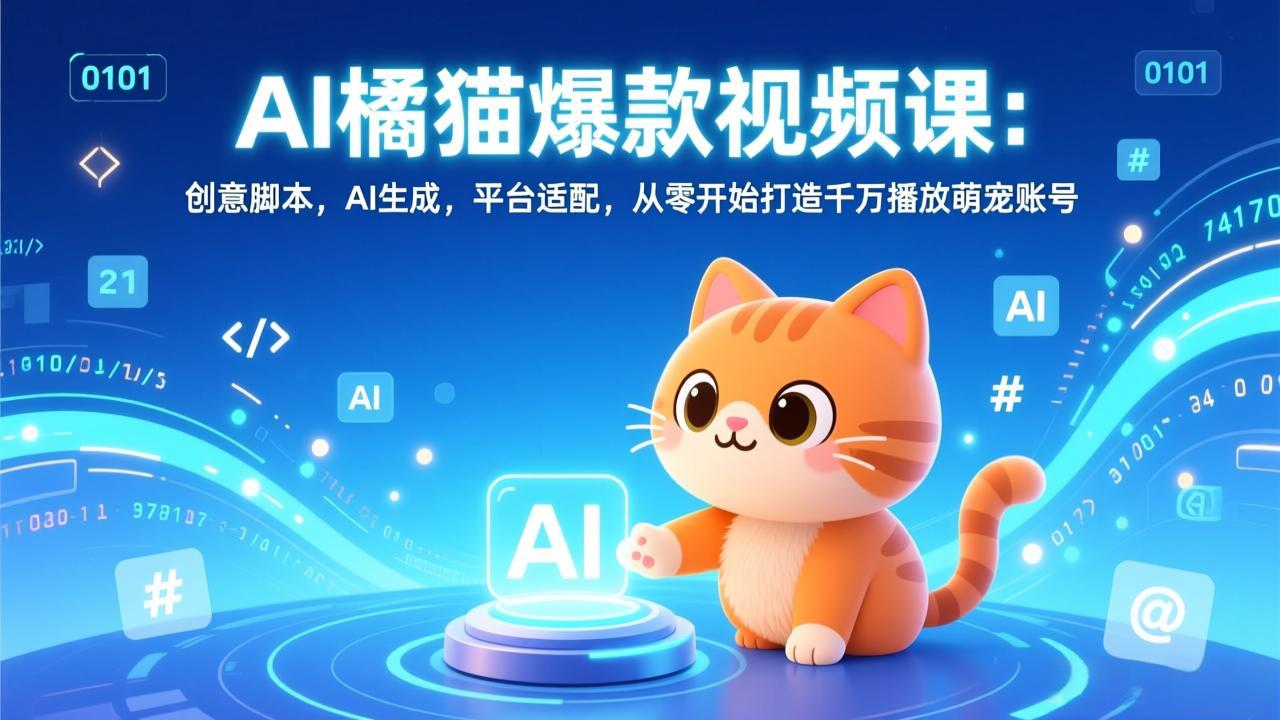 AI橘猫视频变现实操：创意脚本+AI生成+平台适配，从零开始萌宠账号被动收入指南