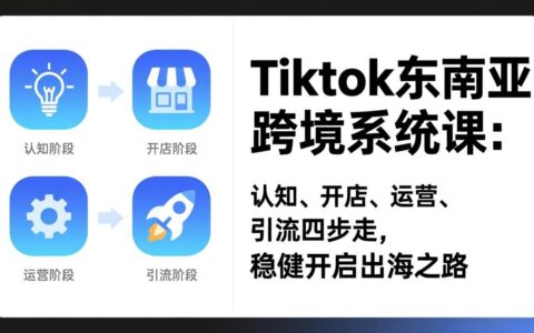 TikTok东南亚跨境系统课：认知、开店、运营、引流四步走实操指南