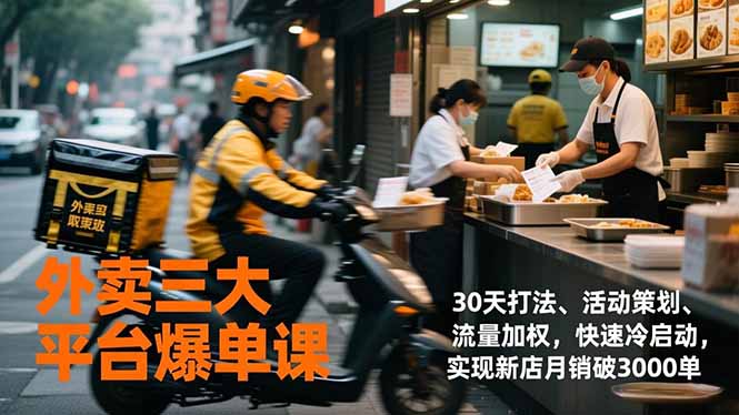 外卖平台实战课程：30天策略、活动策划与流量提升，快速启动新店实现月销增长