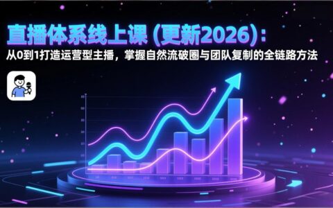 直播体系课程(2026更新)：从0到1打造运营型主播，掌握自然流破圈与团队复制的全链路实战方法