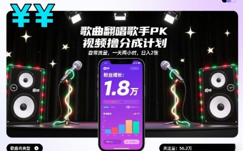 歌曲翻唱PK视频分成实战指南：自带流量，两小时变现变现攻略