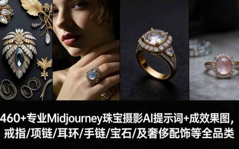 珠宝AI摄影变现实战指南：460+专业Midjourney提示词与效果图全品类拆解