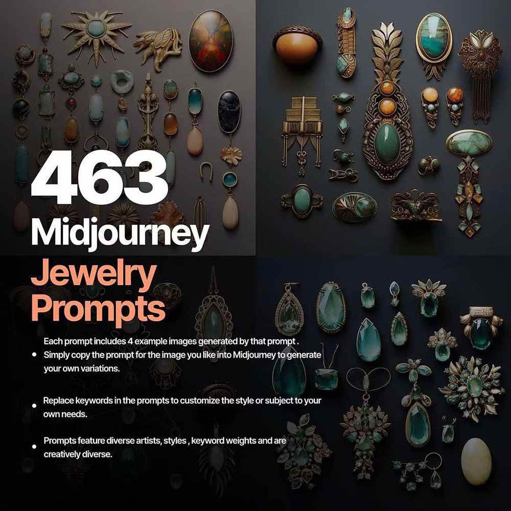 463个Midjourney珠宝摄影提示词：全品类珠宝变现实战指南