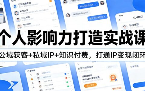 个人影响力变现实战课：公域引流+私域IP+知识付费，打造被动收入闭环