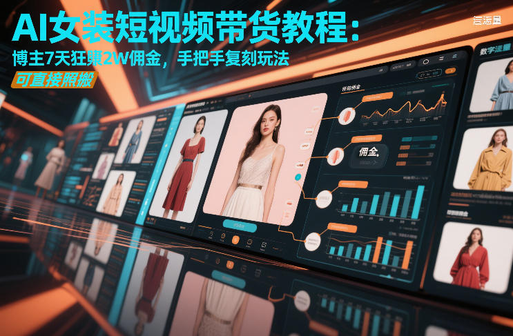 AI女装短视频带货变现教程：博主7天实测佣金案例，手把手拆解可复制策略
