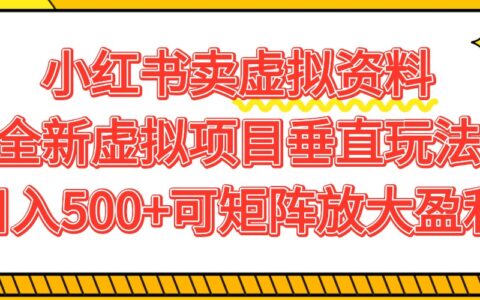 小红书虚拟资料变现实战：垂直项目玩法与矩阵放大指南