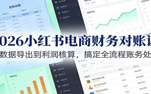 2026小红书电商财务对账课：从数据导出到利润核算，全流程账务处理实战指南