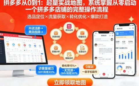 拼多多从0到1：实操攻略，系统掌握从零启动店铺的完整变现流程