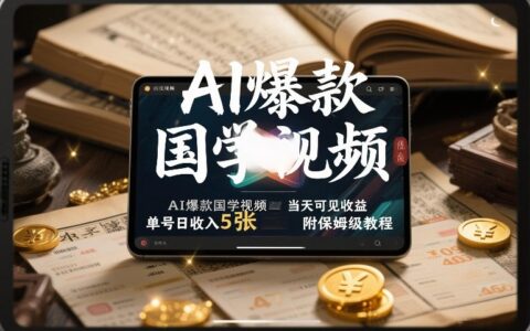 AI爆款国学视频变现项目：独家起号攻略，小白实操指南，实测收益可期附保姆级教程
