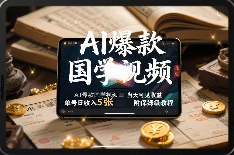AI爆款国学视频变现项目：独家起号攻略，小白实操指南，实测收益可期附保姆级教程