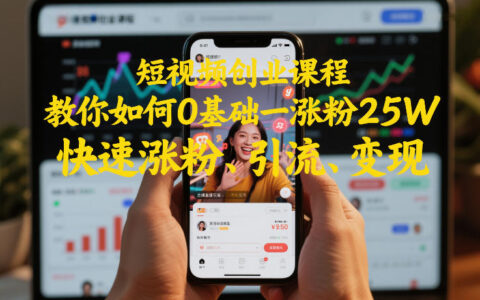 短视频创业实操课程：从0基础高效涨粉引流到变现策略