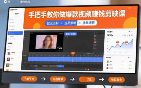 剪映实战变现课：拉流涨粉×选品策略×接单运营（2026新版）