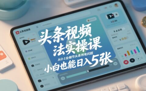 头条视频变现实操课：从0-1全细节攻略，新手也能轻松收益