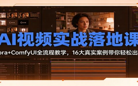 AI视频变现实战课：Sora+ComfyUI全流程教学，16大真实案例助你高效出片
