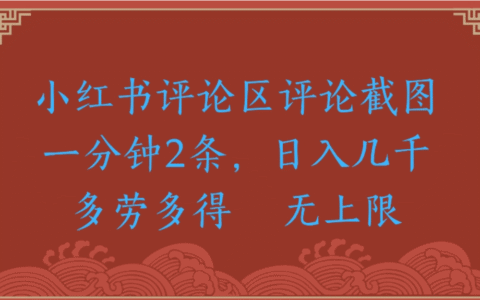 小红书评论截图项目：一分钟两条评论截图的变现实操方法与案例