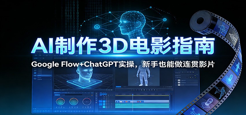 AI制作3D电影变现指南：Google Flow+ChatGPT实操，新手也能轻松制作影片