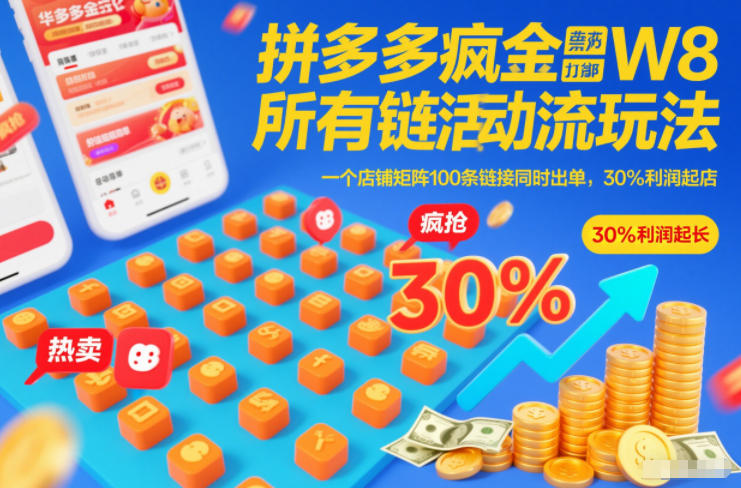 拼多多高效活动流玩法实操：多链接打标矩阵策略，实测可观利润起店方案