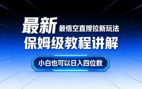 最新最悟空直搜拉新玩法保姆级实操指南，新手也能轻松变现额外收入