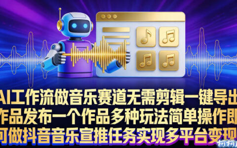 AI工作流音乐赛道实操：无需剪辑一键发布多玩法，抖音音乐推广变现攻略