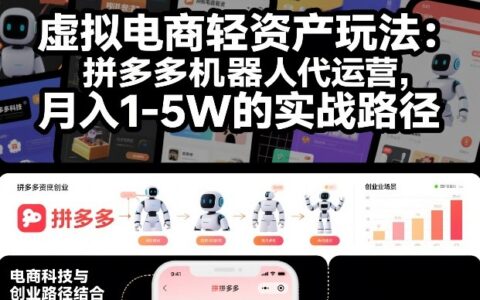 虚拟电商轻资产策略：拼多多代运营实战指南，变现路径拆解