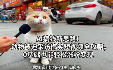 AI变现新思路！动物搞笑短视频采访全攻略，新手涨粉实战指南