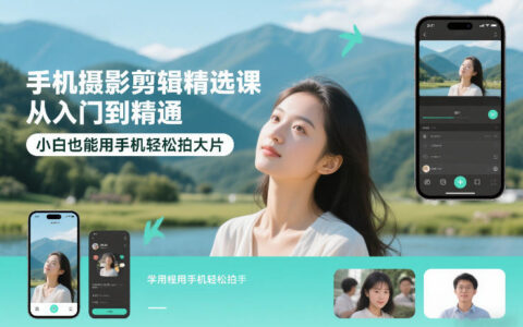 手机摄影剪辑变现课：从入门到精通，小白也能用手机轻松创作实战