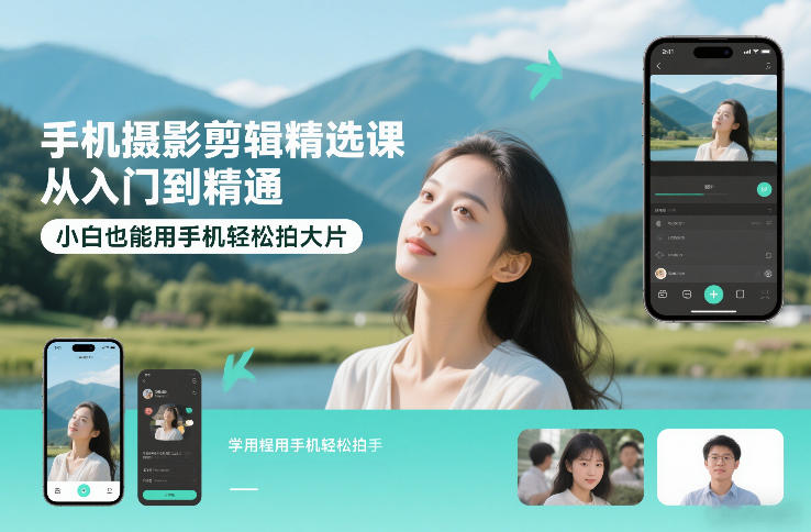 手机摄影剪辑变现课：从入门到精通，小白也能用手机轻松创作实战