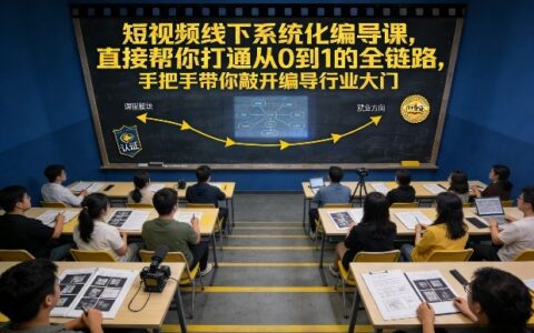 短视频线下系统化编导课：从0到1全链路实战指南，手把手带你入门变现之路