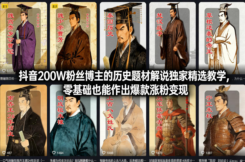 抖音200步骤W粉丝博主历史解说实战指南：零基础涨粉变现策略拆解