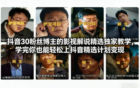 抖音30粉丝博主的影视解说实操教程：加入精选计划变现实战指南