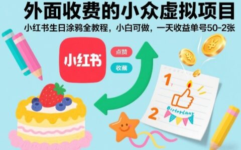 小红书生日涂鸦项目实战教程：小白可操作的被动收入思路