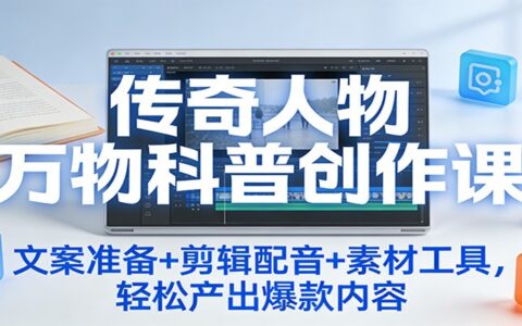 传奇人物万物科普创作课：文案+剪辑+工具实操指南，高效产出变现内容