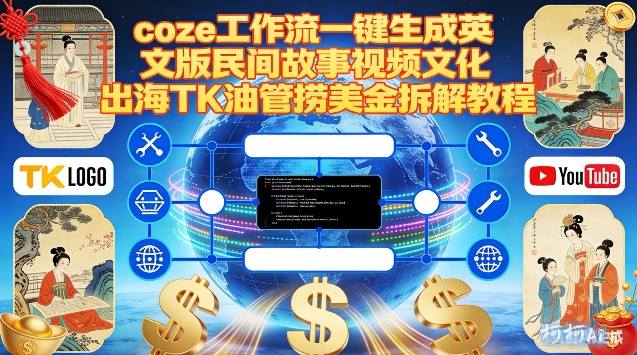 Coze扣子工作流一键生成英文版民间故事视频，文化出海TikTok YouTube变现拆解教程