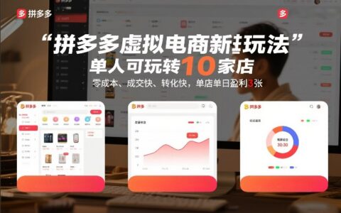 拼多多虚拟电商实战策略：单人操作10家店低成本教程，快速成交转化实测案例