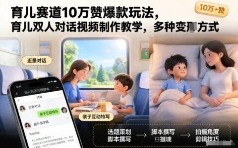 育儿赛道双人对话视频制作实战教程：多种变现方法指南