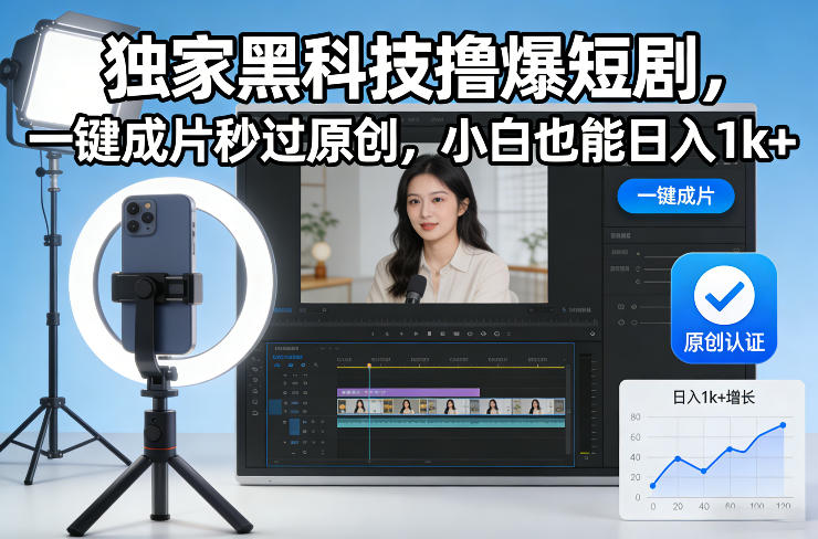 独家短剧制作实操指南：一键生成原创内容，新手变现攻略