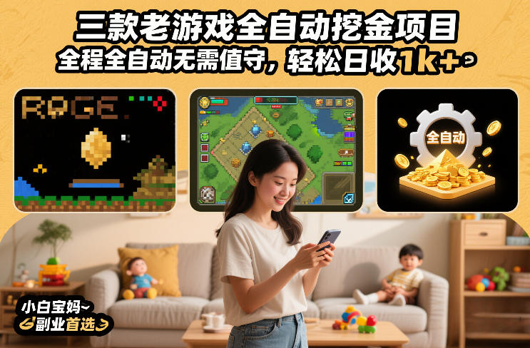 三款老游戏自动化变现项目实战攻略：被动收入方法，新手副业实操首选