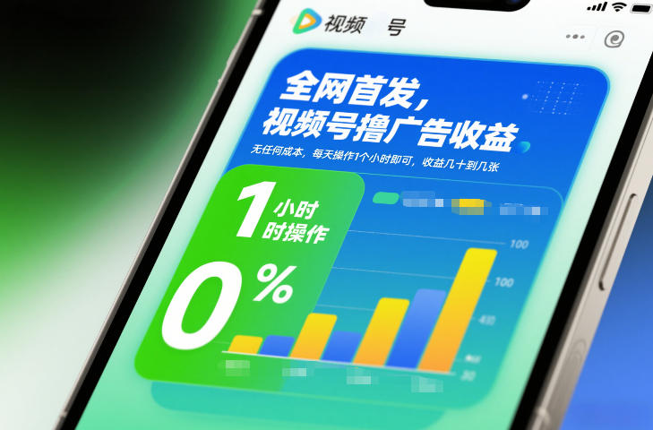 全网首发：视频号广告收益实战方法，低成本每日1小时操作，轻松变现指南