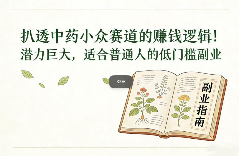 中药小众赛道盈利方法解析：潜力可观，适合普通人的低门槛副业实战