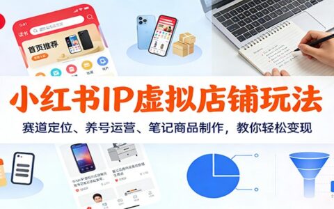 小红书IP虚拟店铺玩法：赛道定位、养号运营与笔记商品制作实战变现指南