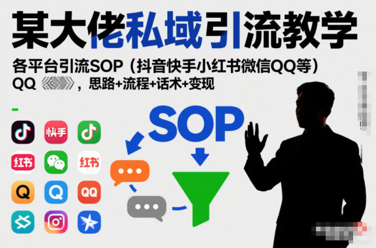 高手私域引流实操：多平台SOP（抖音快手小红书等）思路+流程+话术+变现指南
