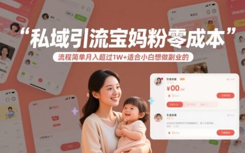 私域引流宝妈粉简单流程变现攻略：小白副业入门实战指南