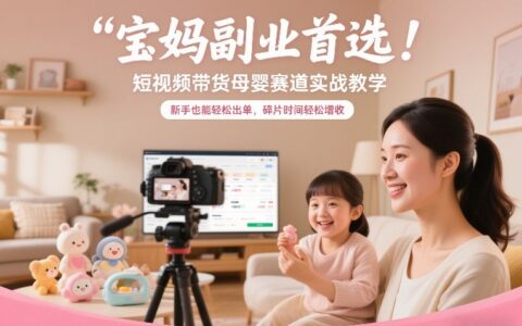 宝妈副业推荐：短视频带货母婴赛道实战教程，新手出单技巧与碎片时间增收方法