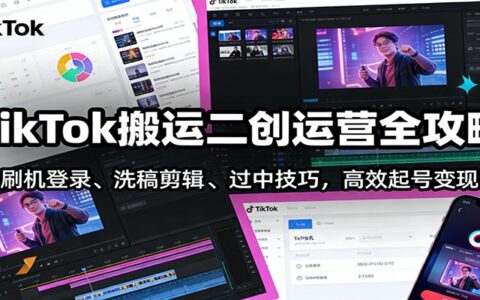 TikTok搬运二创运营全攻略：账号登录策略、内容剪辑方法、审核通过技巧，高效变现指南