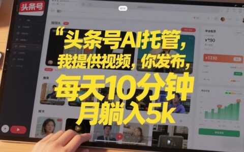 头条号AI托管变现攻略：视频提供+发布，每天10分钟，被动收入实操指南