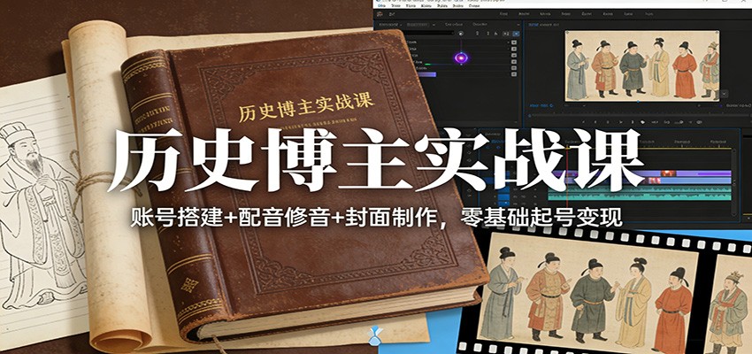 历史博主实战课：账号搭建+配音修音+封面制作，零基础起号变现指南