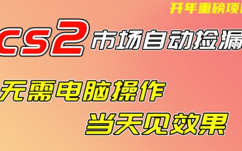 CS2市场被动收入项目：无需电脑操作，无需游戏登录，实测快速启动指南