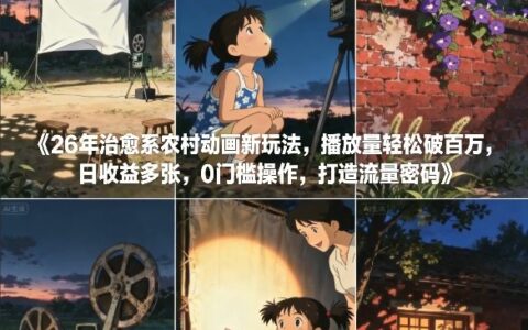 26年治愈系农村动画新玩法：实测高播放量变现策略，低门槛操作实战指南