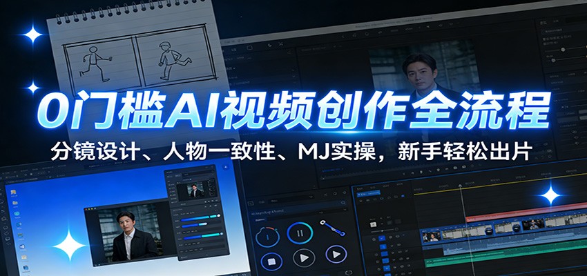 AI视频创作变现全流程：分镜设计、人物一致性、MJ实操，新手轻松出片指南